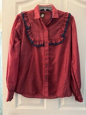 KARMAN TOP WESTERN PRAIRIE SNAP CLOSURE RUFFLES VINTAGE FARMHOUSE COWGIRL